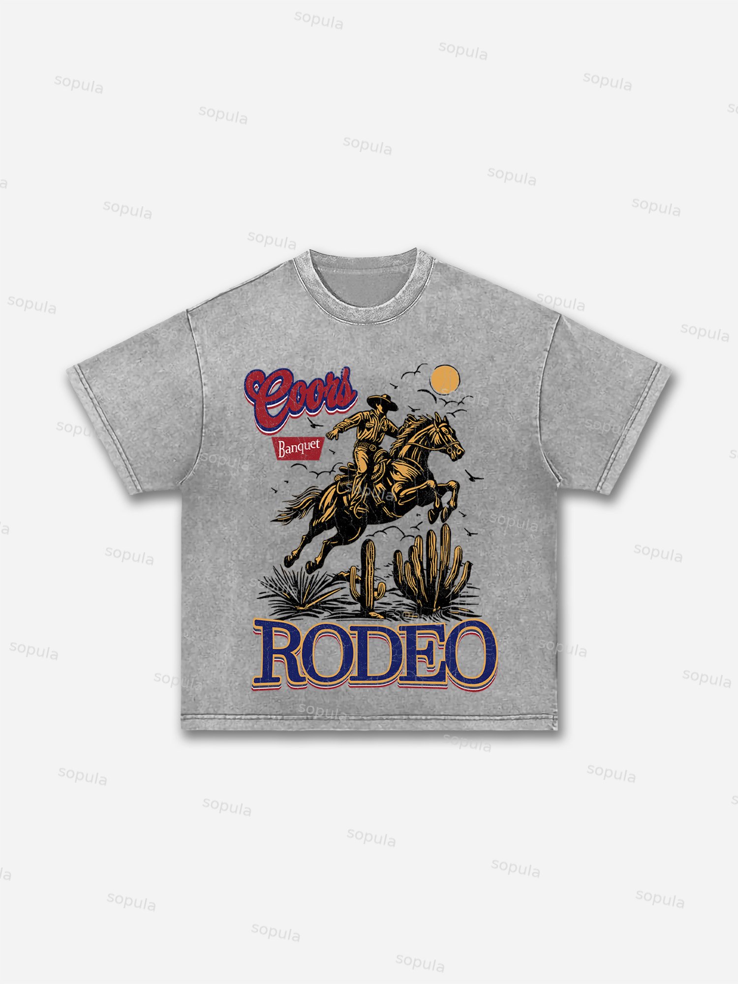 Coors Banquet Rodeo Print Acid Wash T-shirt