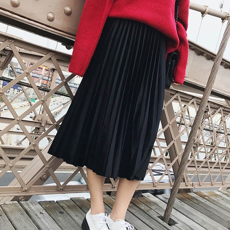 2022 New Autumn And Winter High Waisted Skinny Female Velvet Skirt Pleated Skirts Pleated Skirt Free Shipping