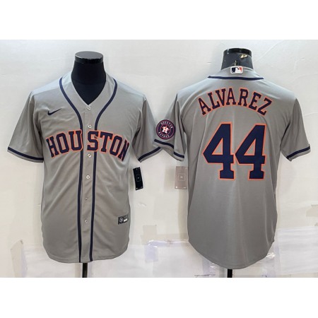 Men's Houston Astros #44 Yordan Alvarez Grey With Patch Cool Base Stitched Jersey Z0CE