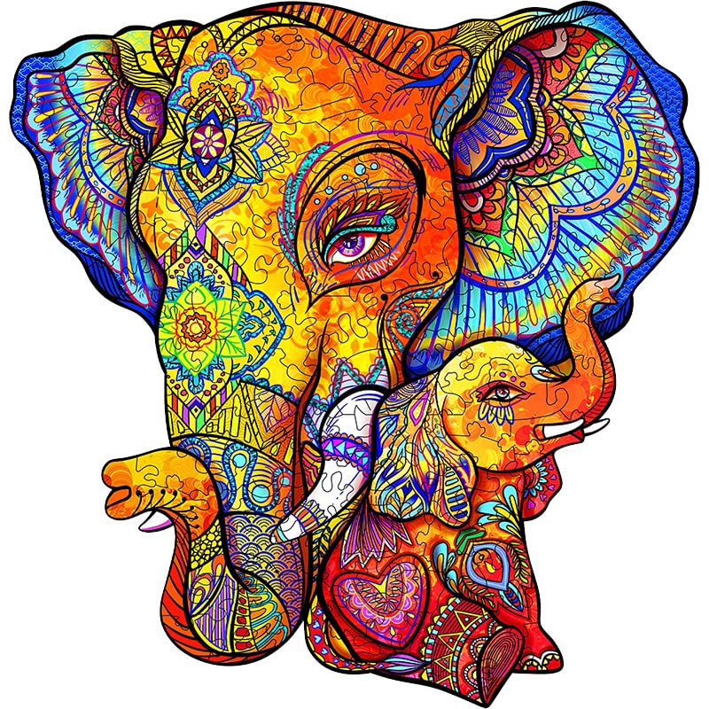 Ericpuzzle™ Ericpuzzle™Mother  Elephant and Calf Wooden Puzzle