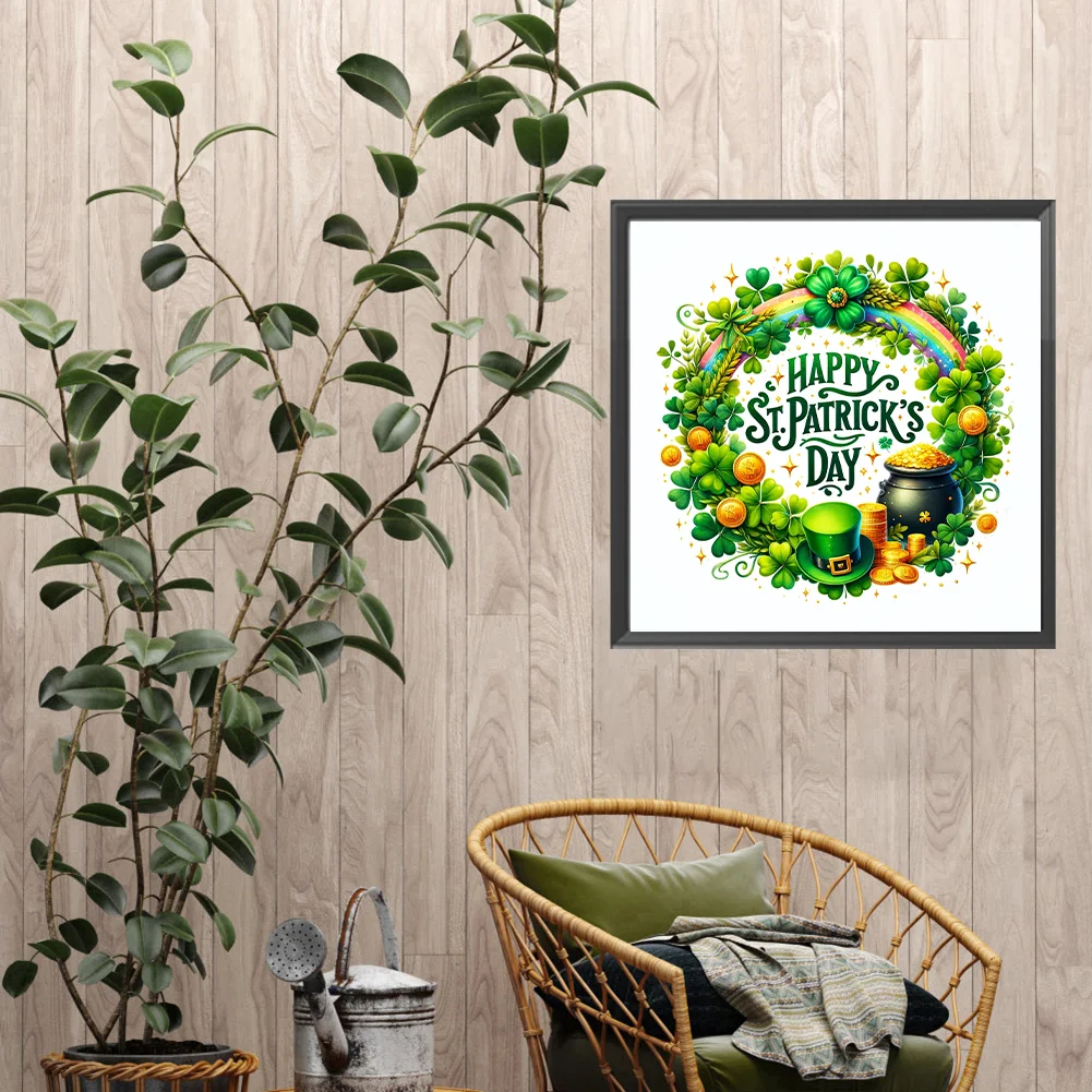 Diamond Painting - Full Square Drill - St. Patrick s Day Wreath(Canvas|45*45cm)