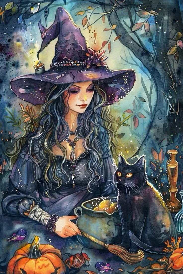 Halloween Witch 40*60CM(Canvas) Full Round Drill Diamond Painting gbfke