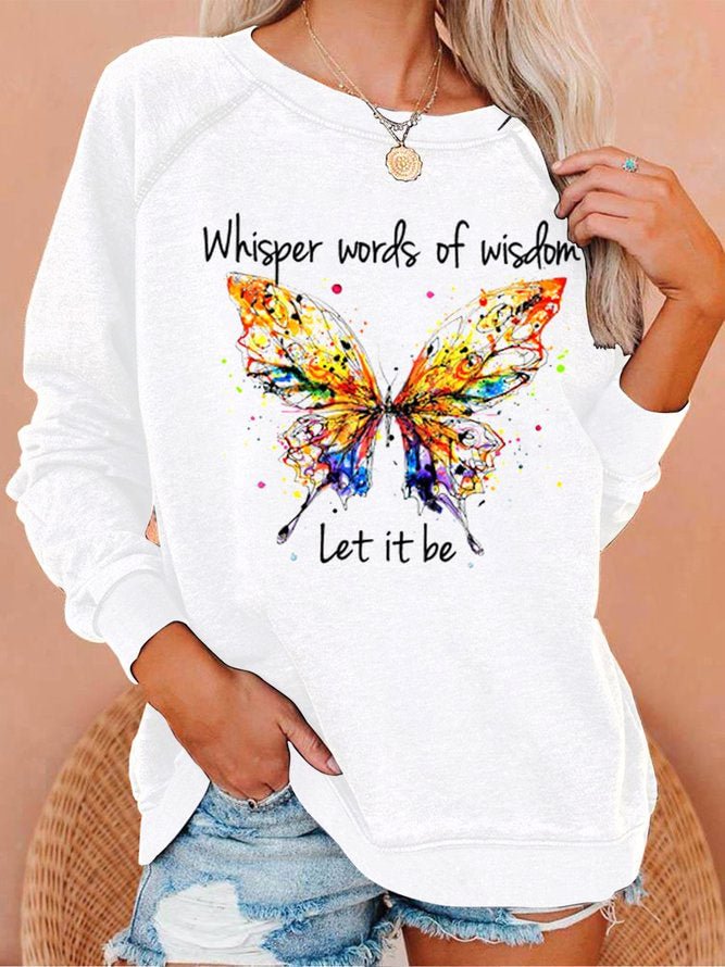Women's Whisper Word Of Wisdom Let It Be Crew Neck Casual Sweatshirt