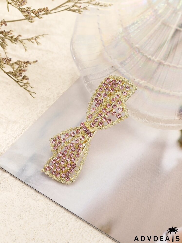 3pcs Rhinestone Bow Decor Hair Clip