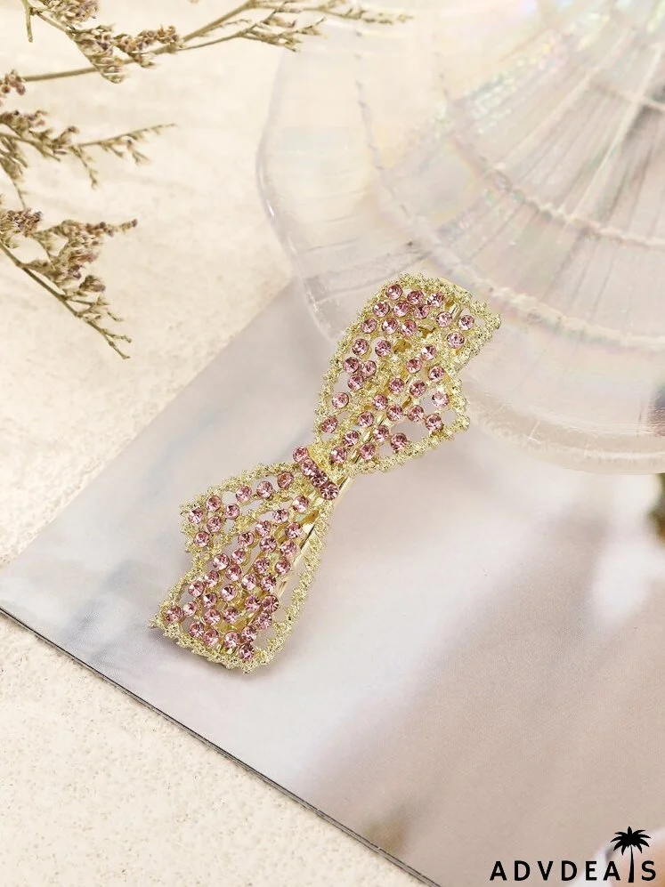 3pcs Rhinestone Bow Decor Hair Clip