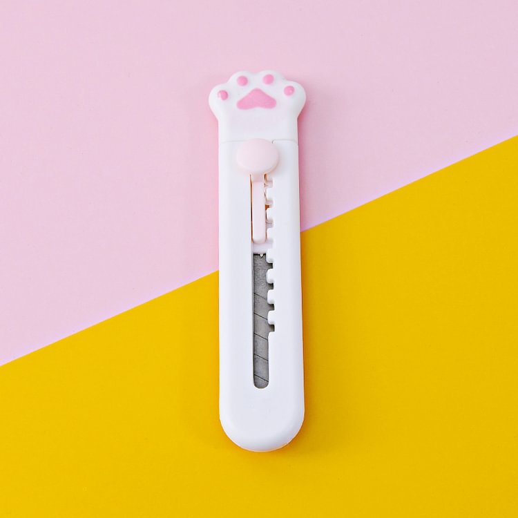 JOURNALSAY Cute Girly Cartoons Pink Cat Paw Alloy Mini Portalble Utility Knife Cutter