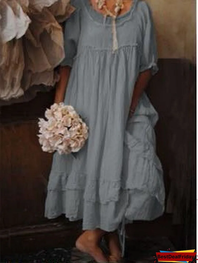 Floral Print Casual Women Half Sleeve Ruffle Dress P591045