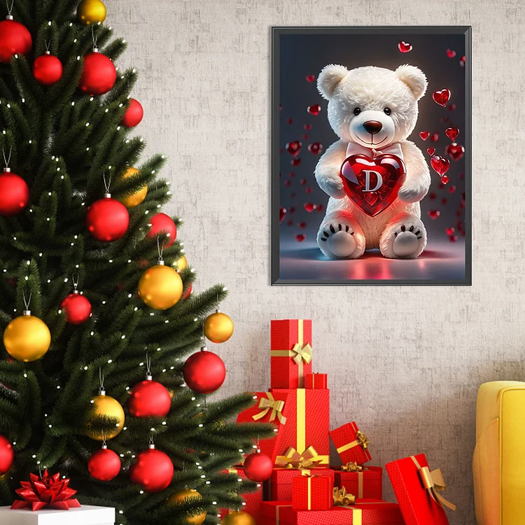 5D Diamond Painting Stuffed Bear in Christmas Ornaments Kit