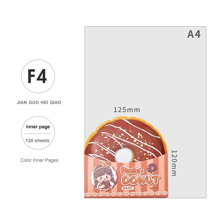 JOURNALSAY 120 Sheets Creative Cute Burger Donuts Decompression Notebook PU Soft Surface Funny