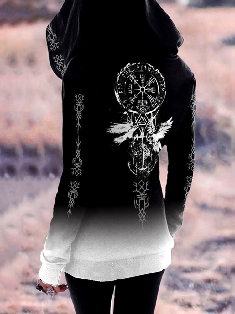 Gothic Wings Print Zip Hoodie main image 1