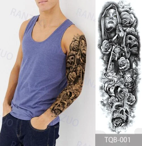 Waterproof Temporary Tattoo Stickers Skeleton Skull Tatoo Temporary Tattoos Men Fake Tattoo Woman Art Waterproof Tattoo Stickers