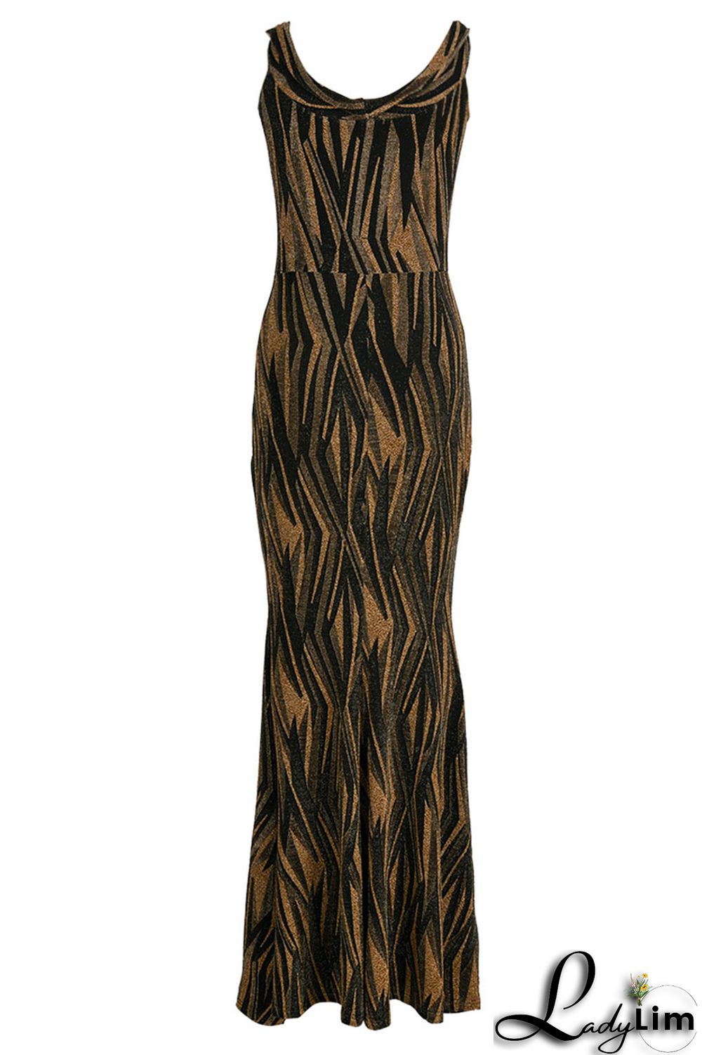 Gold Sexy Patchwork Off the Shoulder Off The Shoulder Dresses