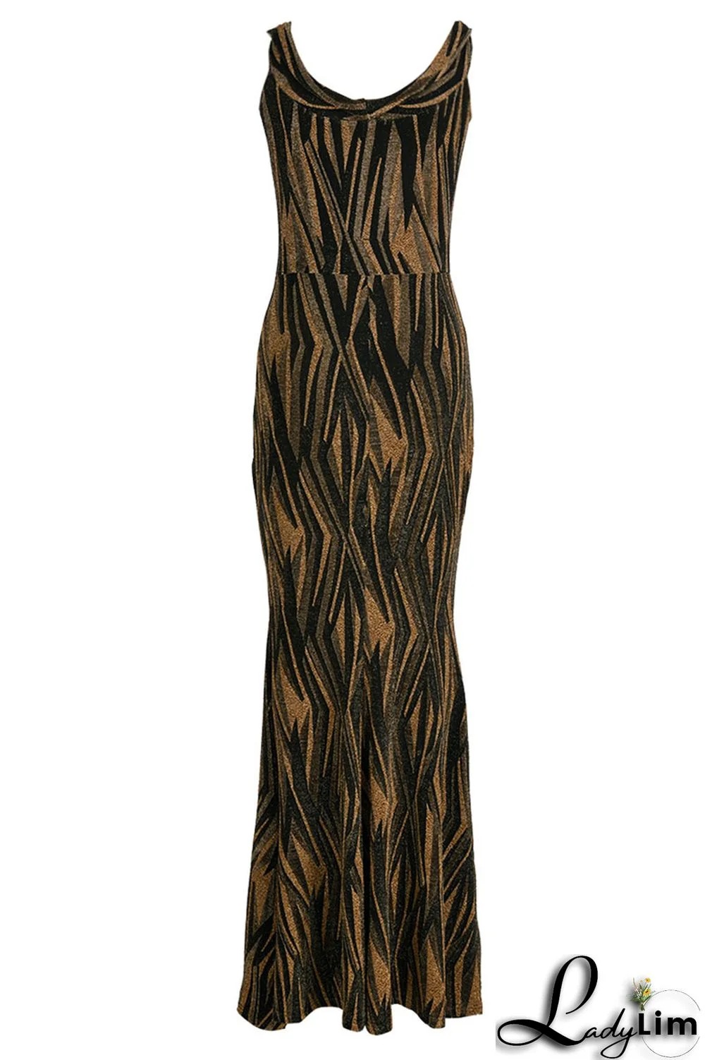 Gold Sexy Patchwork Off the Shoulder Off The Shoulder Dresses