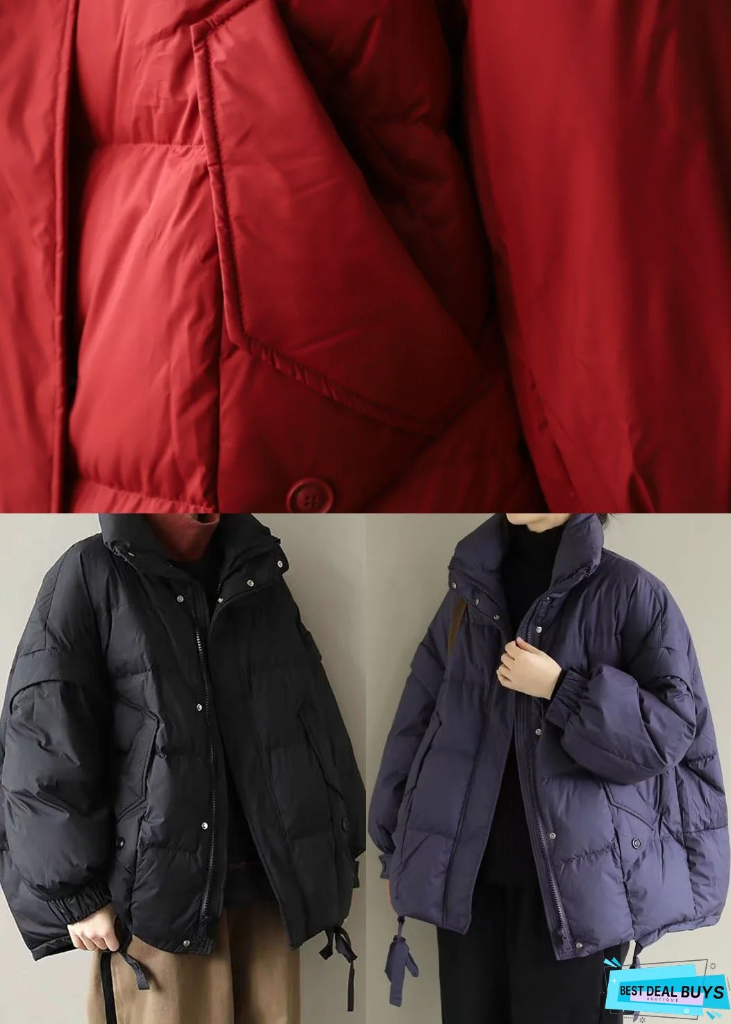 Women Red thick Duck Down Puffer Jacket Winter