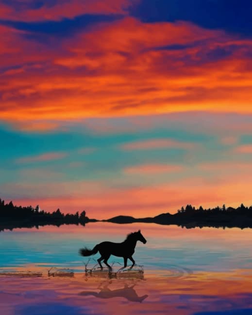 

Running Horse Silhouette – Paint By Numbers - 40*50CM, 501 Original