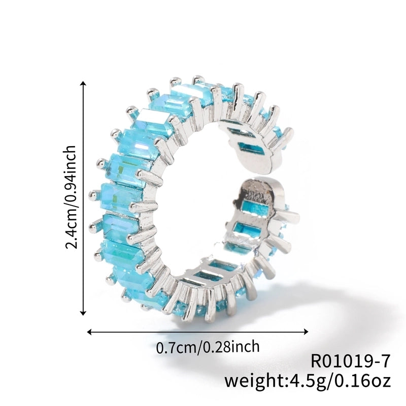 Copper K Gold Plated Rhodium Plated Inlay Round Zircon Open Rings