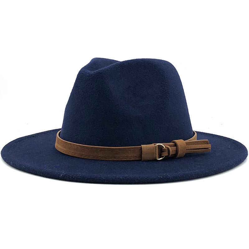 Multi-Color Hat Suede Belt Woolen Hat British Style Jazz Hat