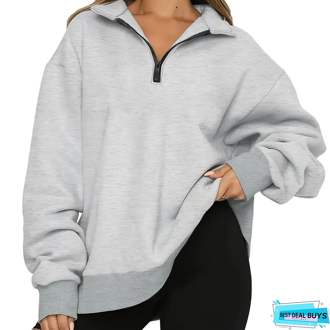 Oversized Sweatshirts Casual Drop Shoulder Long Sleeve Solid Pullover Womens Clothing