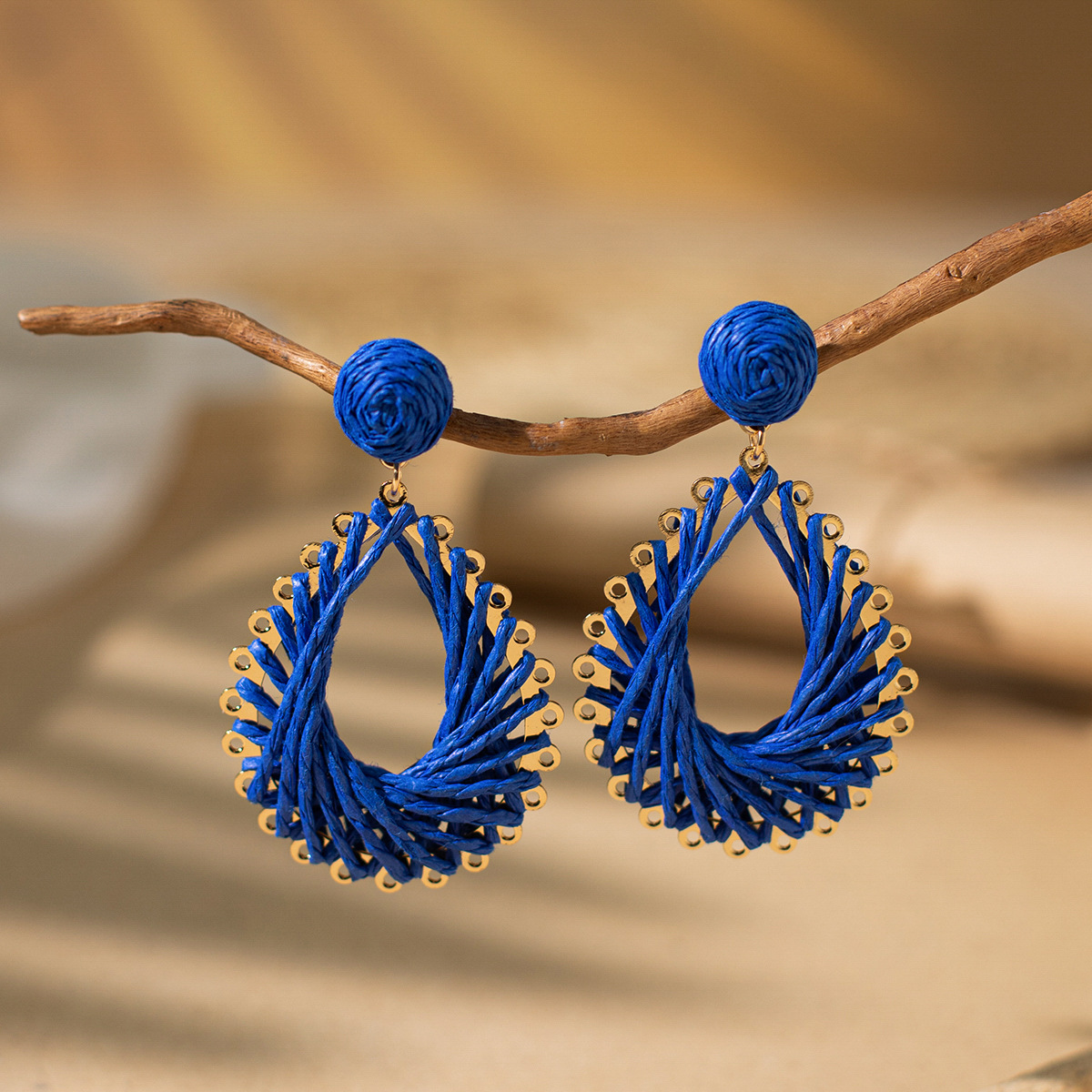 Women's Holiday Bohemian Style Raffia Hand-woven Earrings