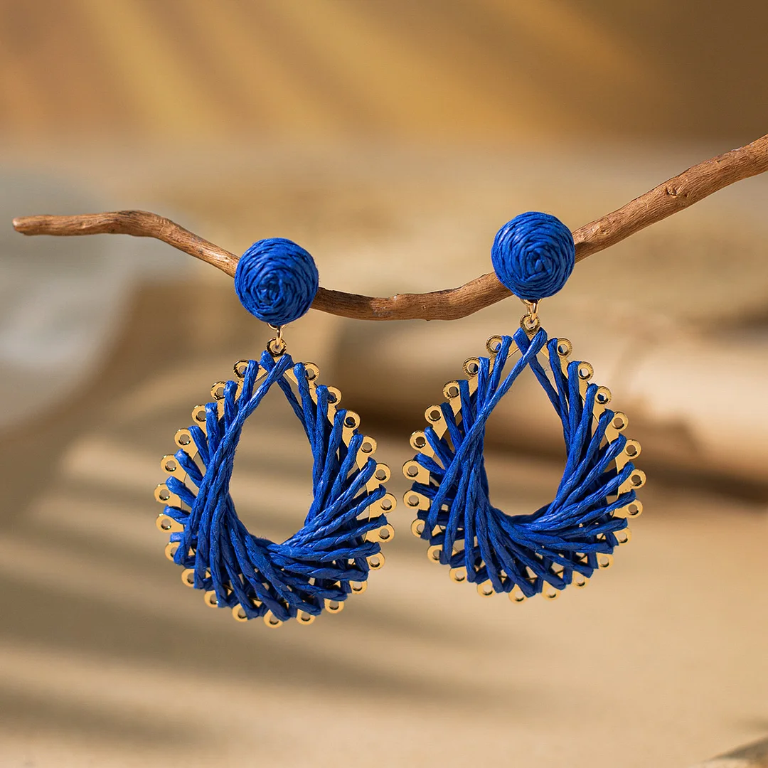 Women's Holiday Bohemian Style Raffia Hand-woven Earrings