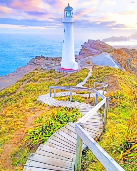 

Castle Lighthouse New Zealand – Paint By Numbers - 40*50CM, 501 Original