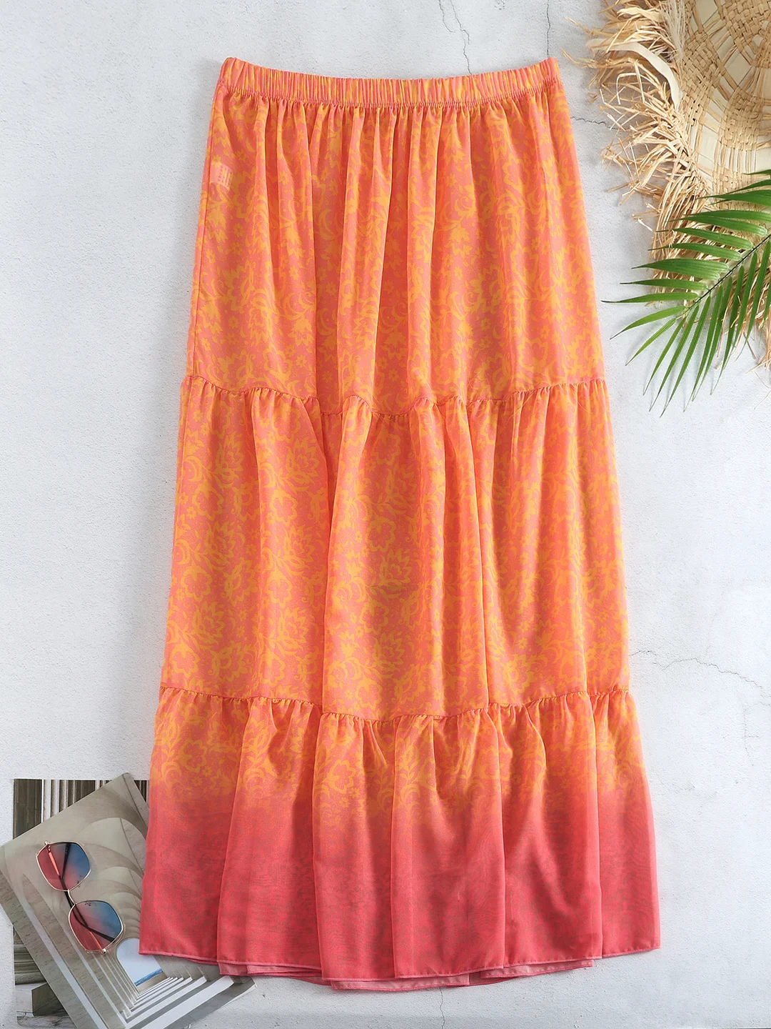 Uveng Gradient Print Split Swimsuit Women 2025 New Bikini Skirt Three-Piece Bikini