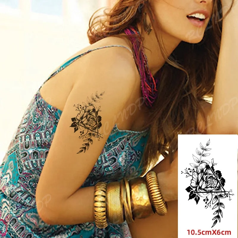 Waterproof Temporary Tattoo Sticker Small Cute Flower Plant Body Art Flash Tatoo Fake Tatto for Women Men