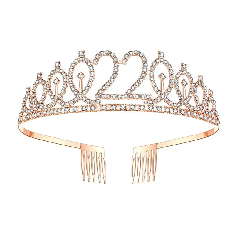 Women’s IG Style Shiny Number Crown Alloy Hollow Out Inlay Rhinestones Crown