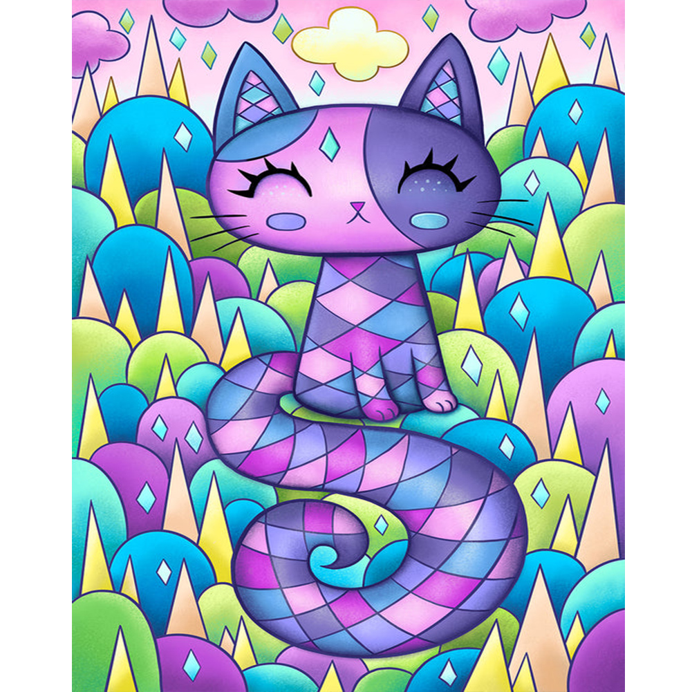 Purple Kitten 40*50cm(canvas) full round drill diamond painting