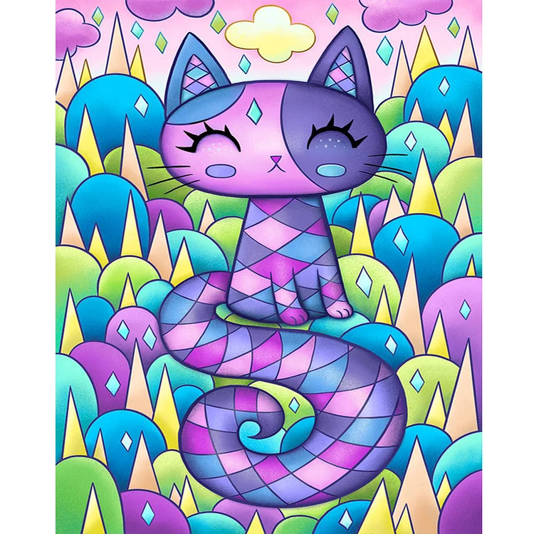 Purple Kitten 40*50CM (Canvas) Full Round Drill Diamond Painting gbfke
