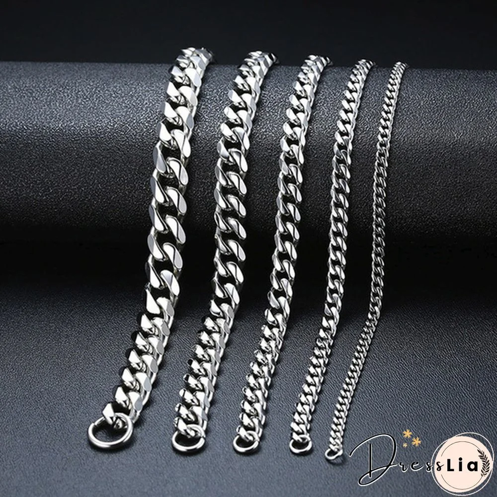 Men's Necklace Stainless Steel Cuban Link Chain Silver Color Male Jewelry Gifts for Men 3COLORS