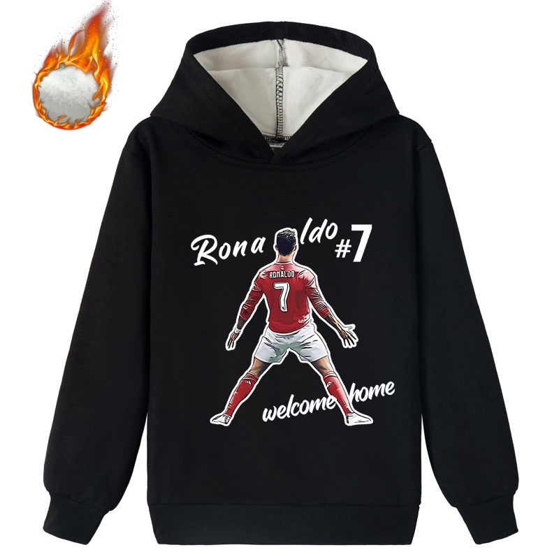 Mayoulove Cristiano Ronaldo Fleece Hoodie for Boys  Girls - Stylish Sportswear, Cool Soccer Fan Apparel, Top Trending-Mayoulove