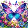 Framed Diamond Painting - Special Shaped - Butterflies and Flowers (25x25cm)