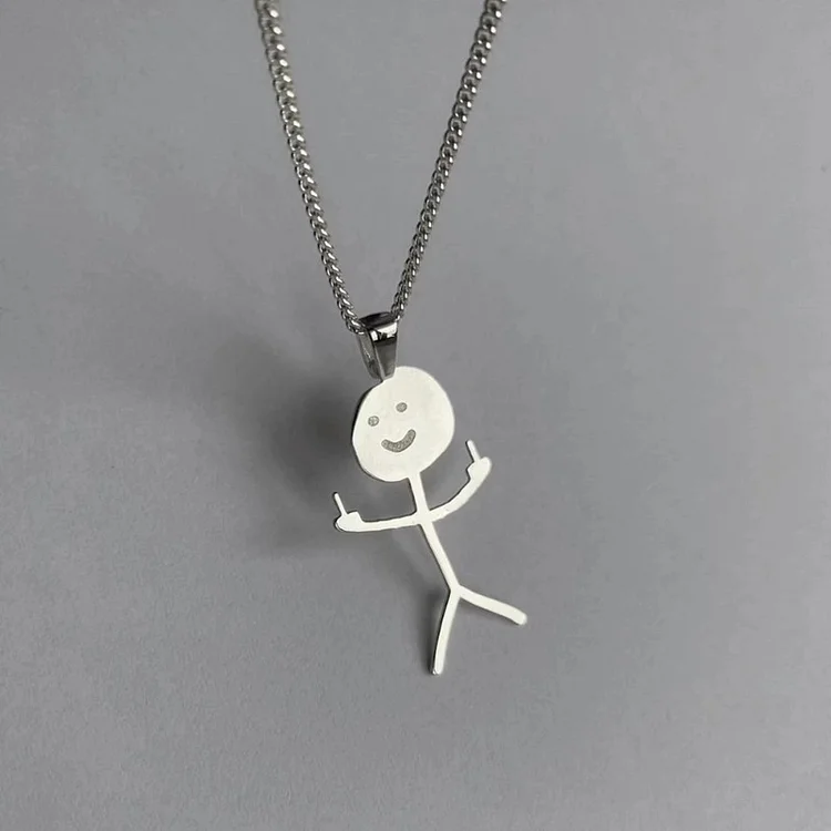 Funny Doodle Necklace with Middle Finger Pendant Friendship Couple Gifts