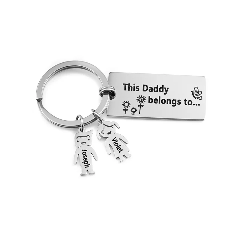 Personalized Keychain for Family Custom 2 Charms for Kid or Pet