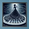 Peinture Diamant Piano Fille-Perceuse Ronde-40*40CM