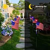 8Pcs American Flag Solar Stake Lights Weatherproof Garden Decorative Pole Flag Light Impact  Welcome Powered Outdoor Gardening Light for Outdoor Gardening Patio Yard