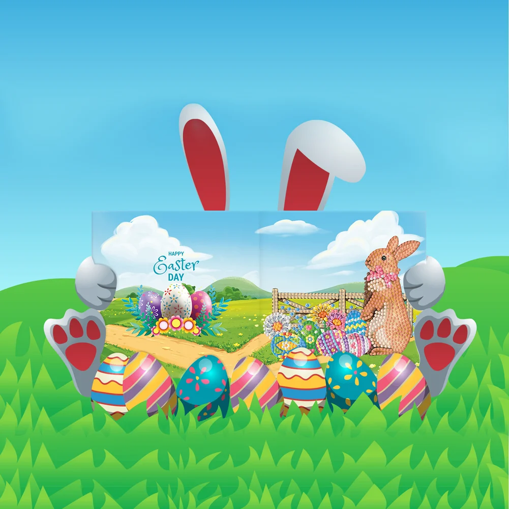 8pcs DIY Diamond Painting Greeting Cards Easter Mosaic Postcards
