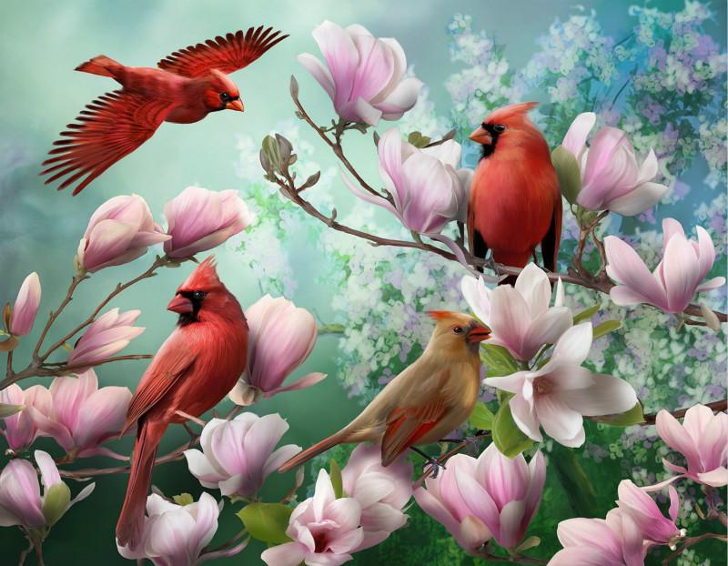 

Four Birds in Flowers – Paint By Numbers - 40*50CM, 501 Original