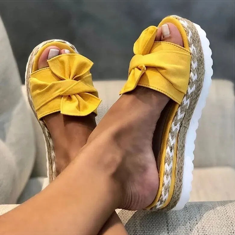 Women Sandals Slip On Summer Shoes For Women Heels Sandals Bow Platform Shoes Sandalias Mujer Casual Wedges Shoes Women Slippers