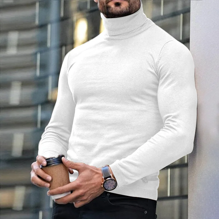 Men's casual high neck long sleeve
