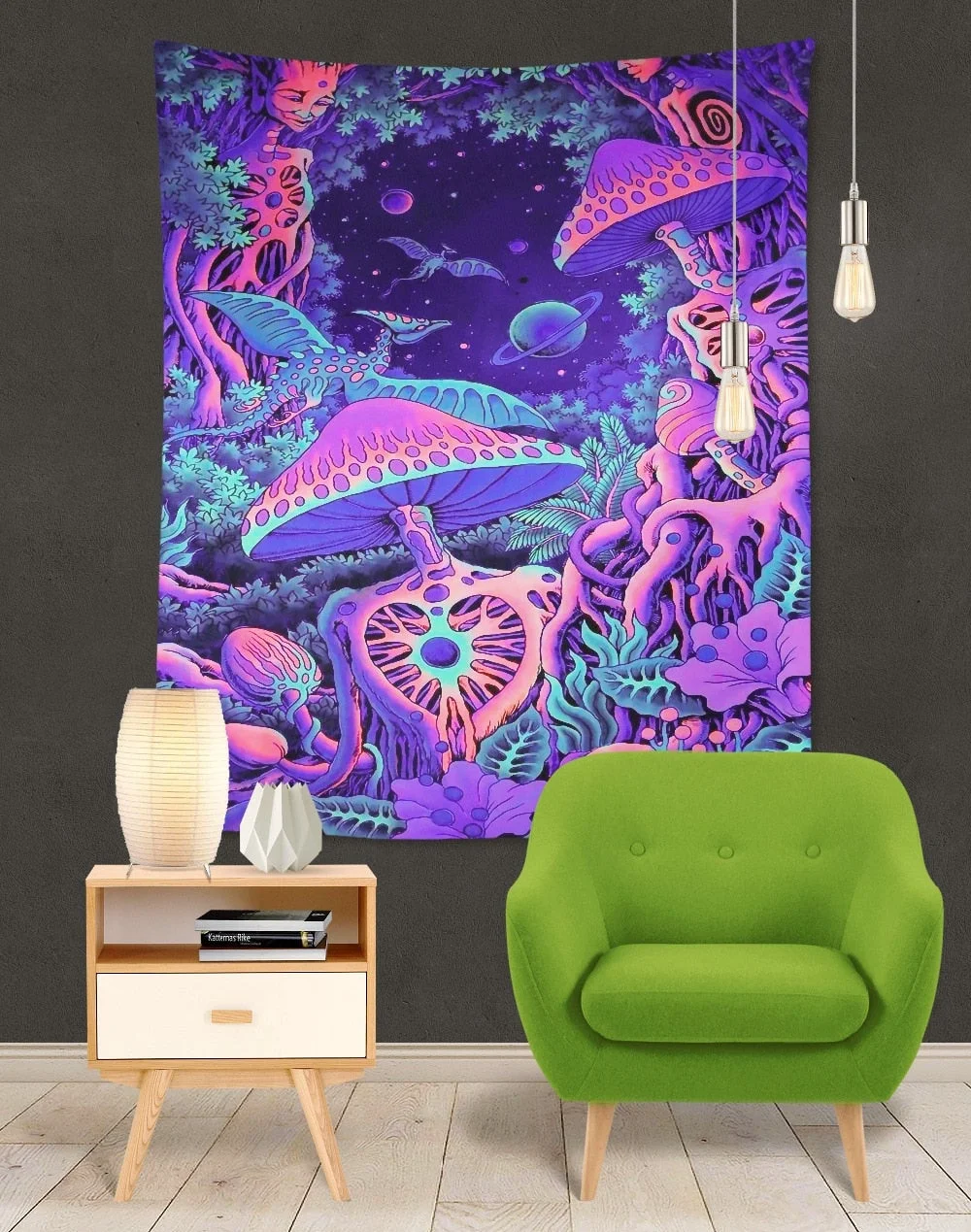 India Mandala Tapestry purple mushroom Wall Hanging Boho Decor Wall Cloth Tapestries Psychedelic Hippie Mandala Wall Carpet