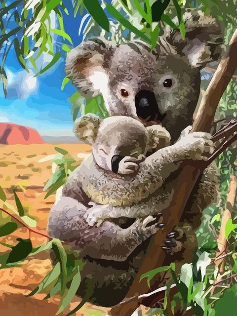 

Koala and Cub at Tree – Paint By Numbers - 40*50CM, 501 Original