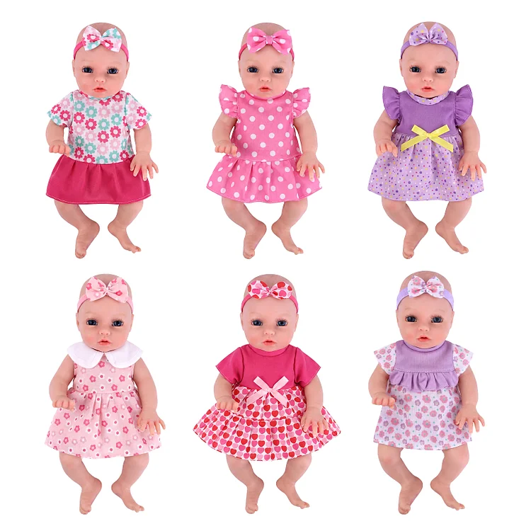 12"-15" Baby Doll Skirt Suits Set Babeside Baby Doll Accessories 6 Pcs