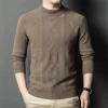 Round neck thick casual 100% wool sweater