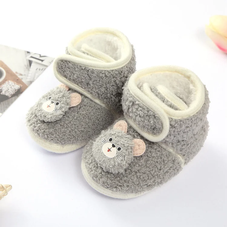 Baby Cartoon Bear Fleece Warm Floor Pre-walker Shoes