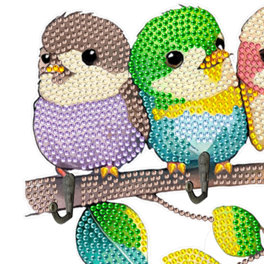 DIY Bird Diamond Painting Art Hooks Punch Free with 4 Hooks for Beginners Adults