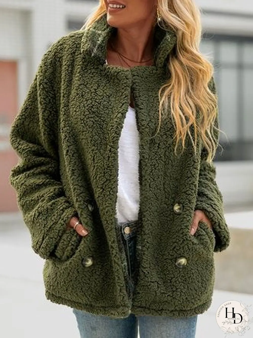 Casual Long Sleeve Faux Fur Outerwear
