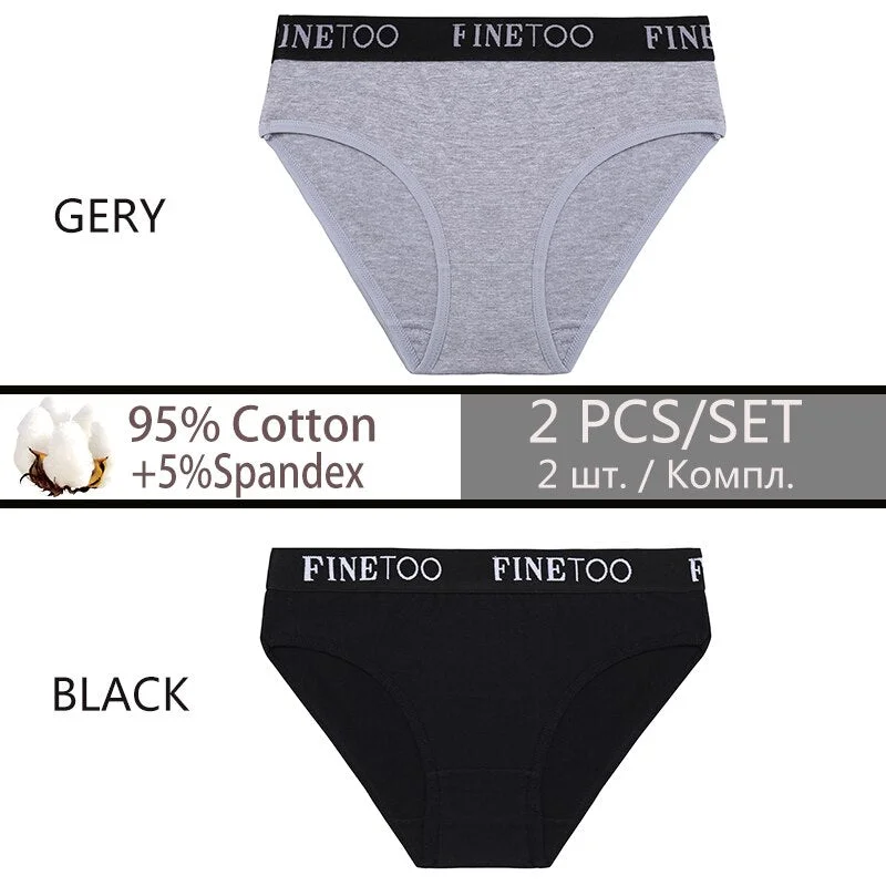 FINETOO 2PCS/Set Cotton Sexy Women Underwear Fashion Letter Women Panties Low-waisted Lingerie Female Girls 2021 Briefs M-XXL