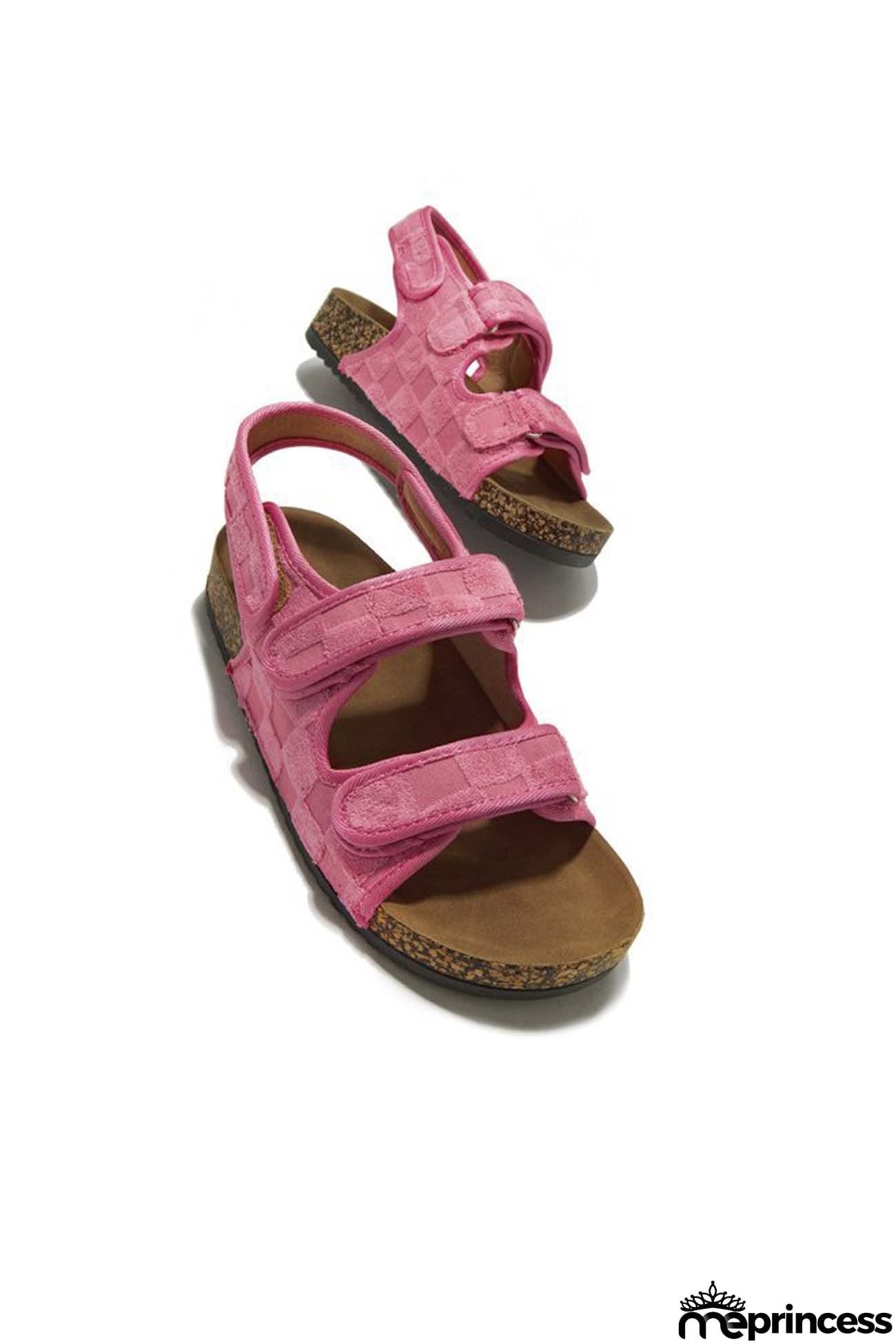 Solid Color Velcro Straps Flatform Sandals